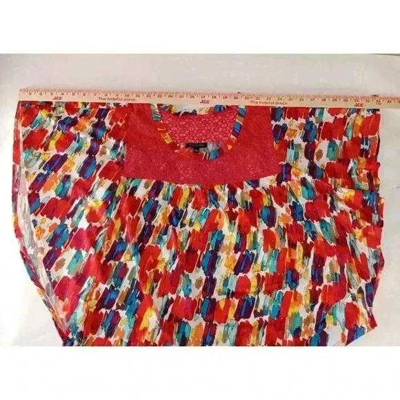 Notations Women's Rainbow Blouse Top  Size L Flowy BATWING Shirt Layered - Picture 3 of 11